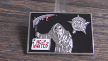 Load and play video in Gallery viewer, Chicago Police Department CPD Grim Reaper Help Wanted Murder City Challenge Coin
