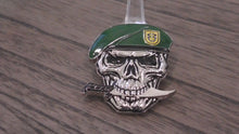 Load and play video in Gallery viewer, US Army 1st SFG(A) Special Forces Group Green Berets Creed Reapers Skull Challenge Coin