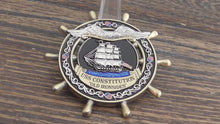 Load and play video in Gallery viewer, USN USS Constitution Ship &#39;s Wheel Navy Chief Navy Pride CPO Challenge Coin

