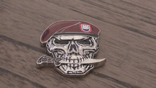 Load and play video in Gallery viewer, US Army 82nd Airborne Division Beret Skull Death From Above Challenge Coin