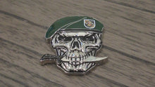 Load and play video in Gallery viewer, US Army 5th SFG(A) Special Forces Group Green Berets Creed Reapers Skull Challenge Coin
