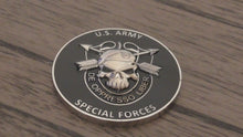 Load and play video in Gallery viewer, United States Army Special Forces Group Airborne Green Berets Skull Challenge Coin