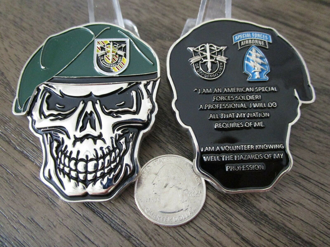 US Army Special Forces Group Creed Green Berets 5th SFG (A) Skull Challenge Coin