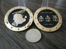 Load image into Gallery viewer, Lot of Two Popeye The Sailor Navy Chief Anchors Aweigh CPO Challenge Coins

