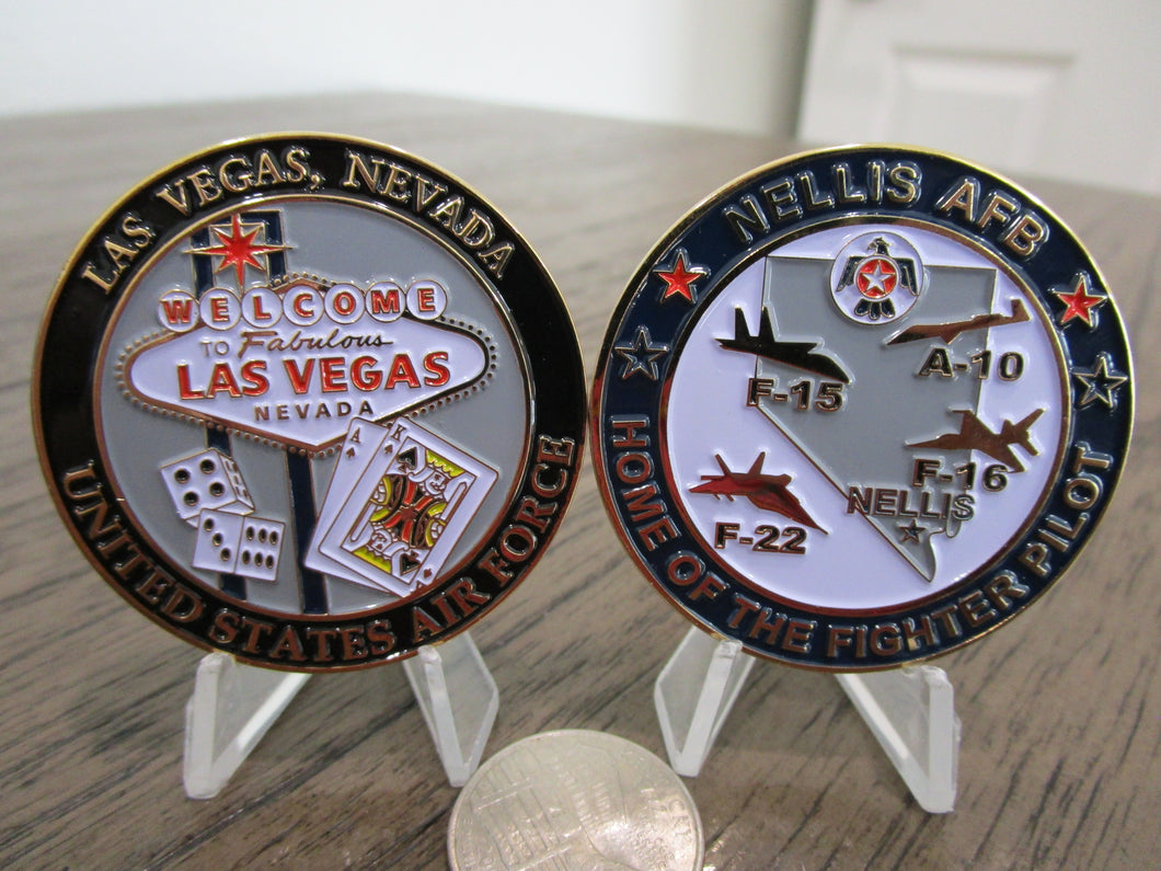 USAF Nellis AFB Las Vegas Home Of The Fighter Pilot F15 F16 F22 Challenge Coin
