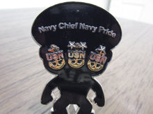 Load image into Gallery viewer, USN Funko Style Dark Skinned Male Navy Chief Navy Pride Khaki Uniform CPO Challenge Coin
