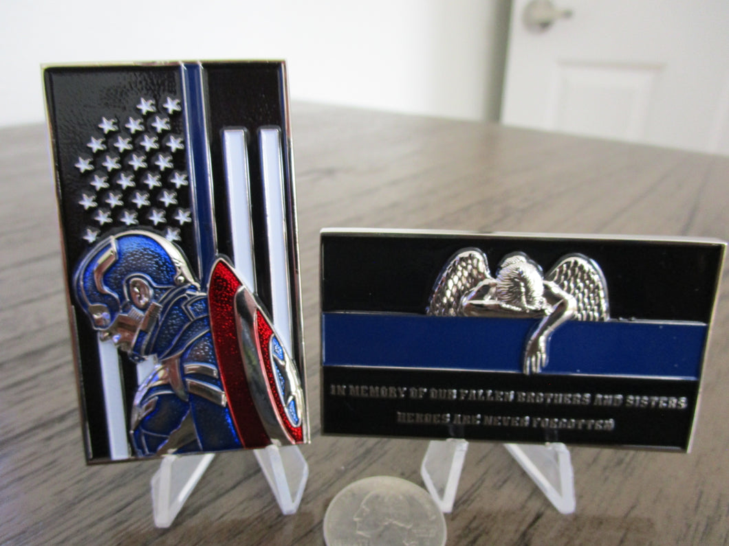 Captain America Thin Blue Line * TBL * Law Enforcement * Police Challenge Coin