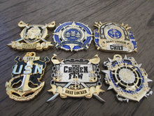 Load image into Gallery viewer, Set of 6 USN CPO Navy Chief Goat Locker The Chosen Few Chief Petty Officer Challenge Coins