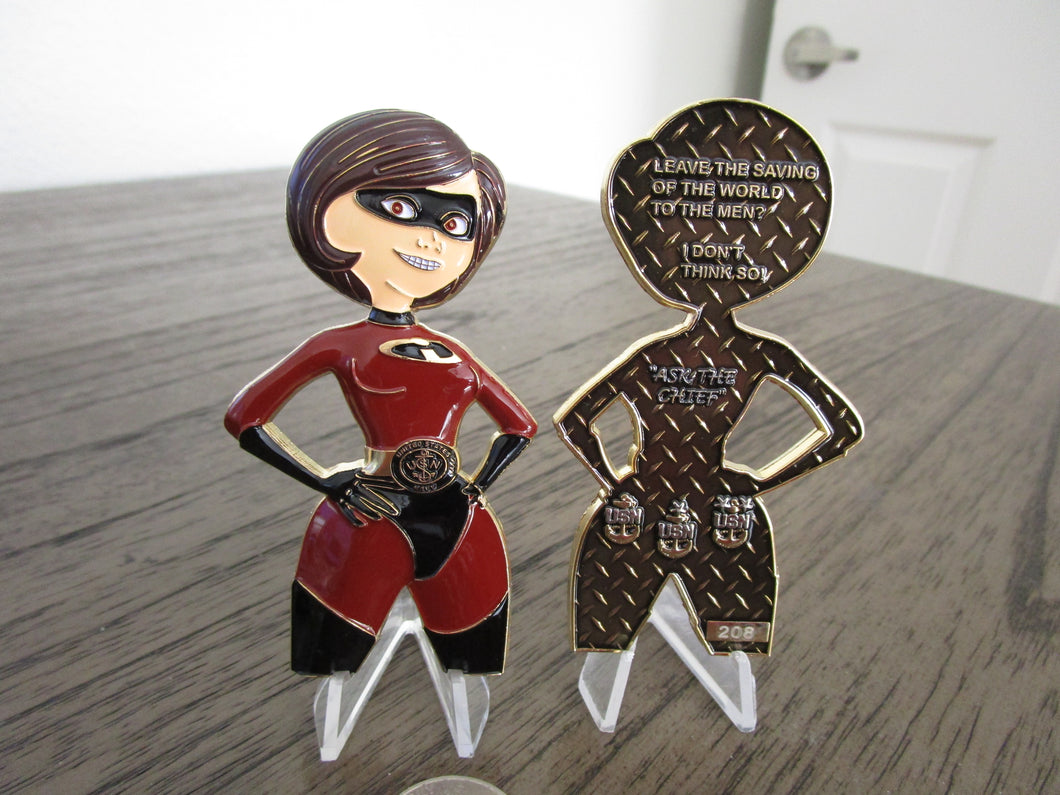 Superhero Elastigirl Mrs Incredibles Ask The Chief Serialized # Navy Chief USN CPO Challenge Coin