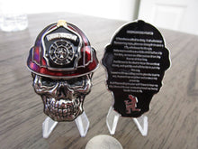 Load image into Gallery viewer, Firefighter Fireman Firewoman Firefighter&#39;s Prayer Skull Challenge Coin

