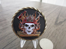 Load image into Gallery viewer, First In Last Out Fireman Skull First Responder Firefighter Challenge Coin
