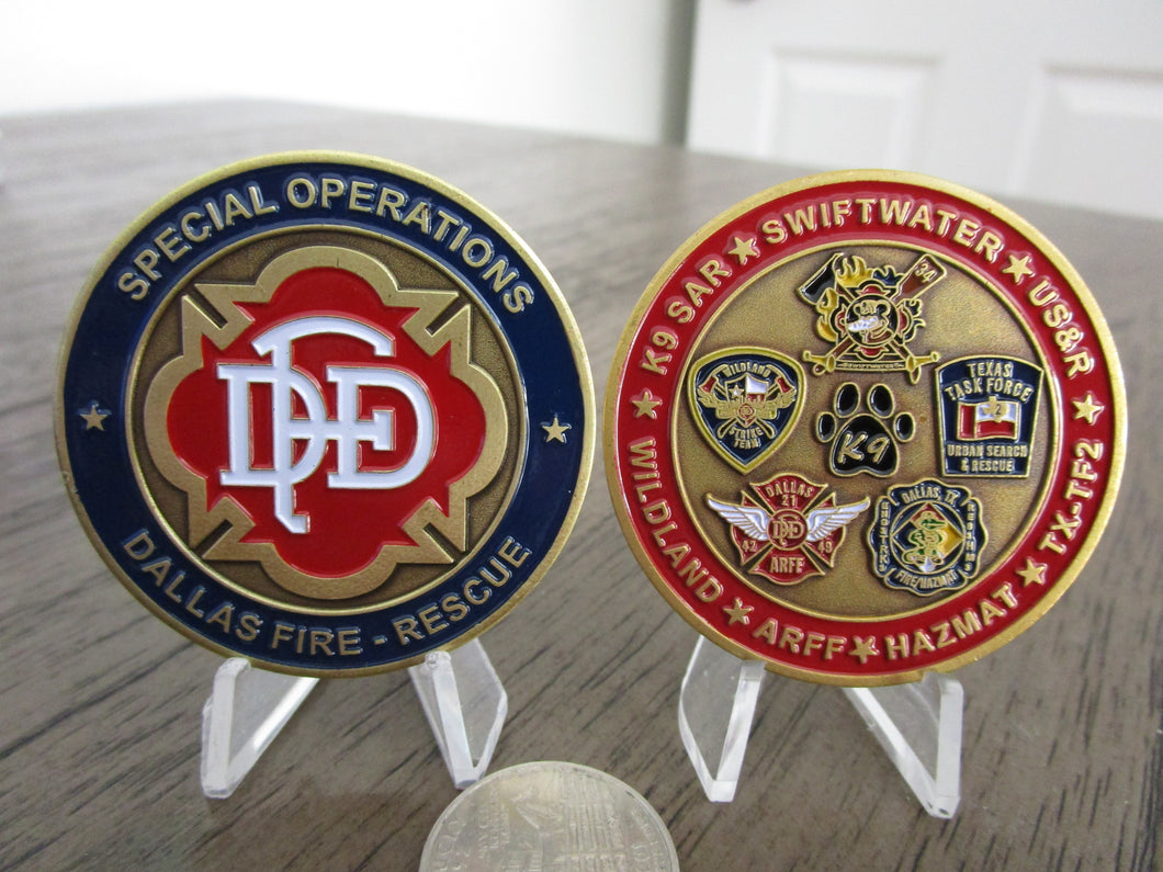 Dallas Fire Department Special Operations K9 SAR HAZMAT ARFF FDD Challenge Coin