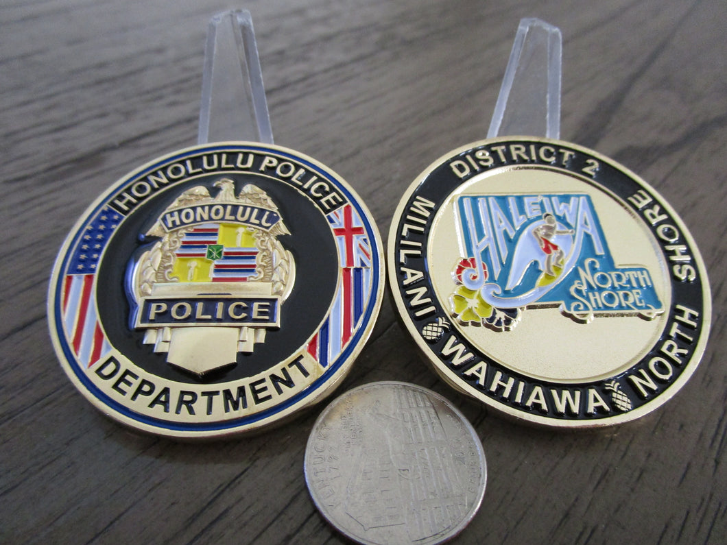 Honolulu Hawaii Police Dept District 2 North Shore Challenge Coins