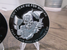 Load image into Gallery viewer, USN Master at Arms MA Don&#39;t Fear Me Skull Reaper Challenge Coin
