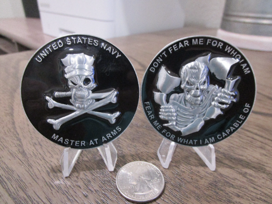 USN Master at Arms MA Don't Fear Me Skull Reaper Challenge Coin