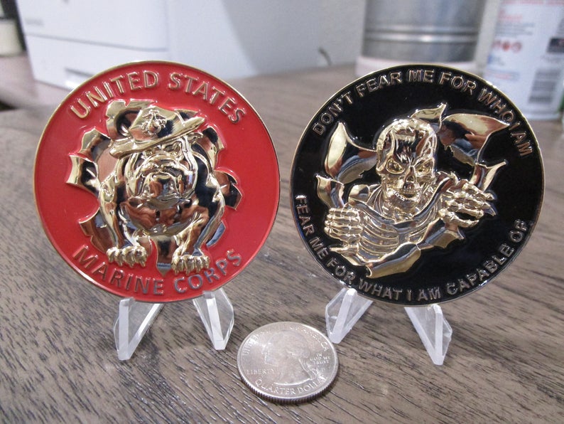 United States Marine Corps USMC Bulldog Don't Fear me Reaper USMC Challenge Coin