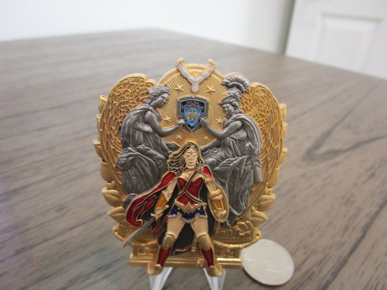 Large NYPD Wonder Woman Seek Peace But Prepare For War Challenge Coin Silver V