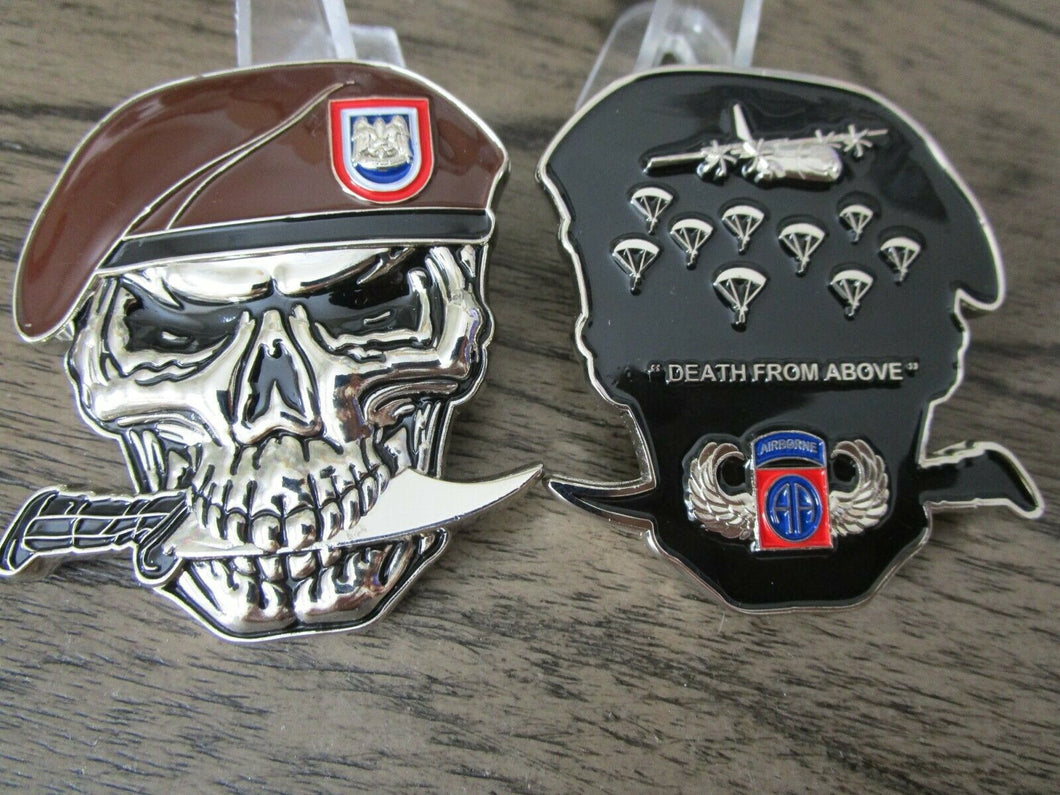 US Army 82nd Airborne Division Beret Skull Death From Above Challenge Coin