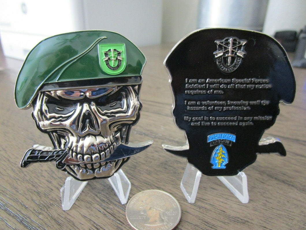 US Army 10th SFG(A) Special Forces Group Green Berets Creed Reapers Skull Challenge Coin