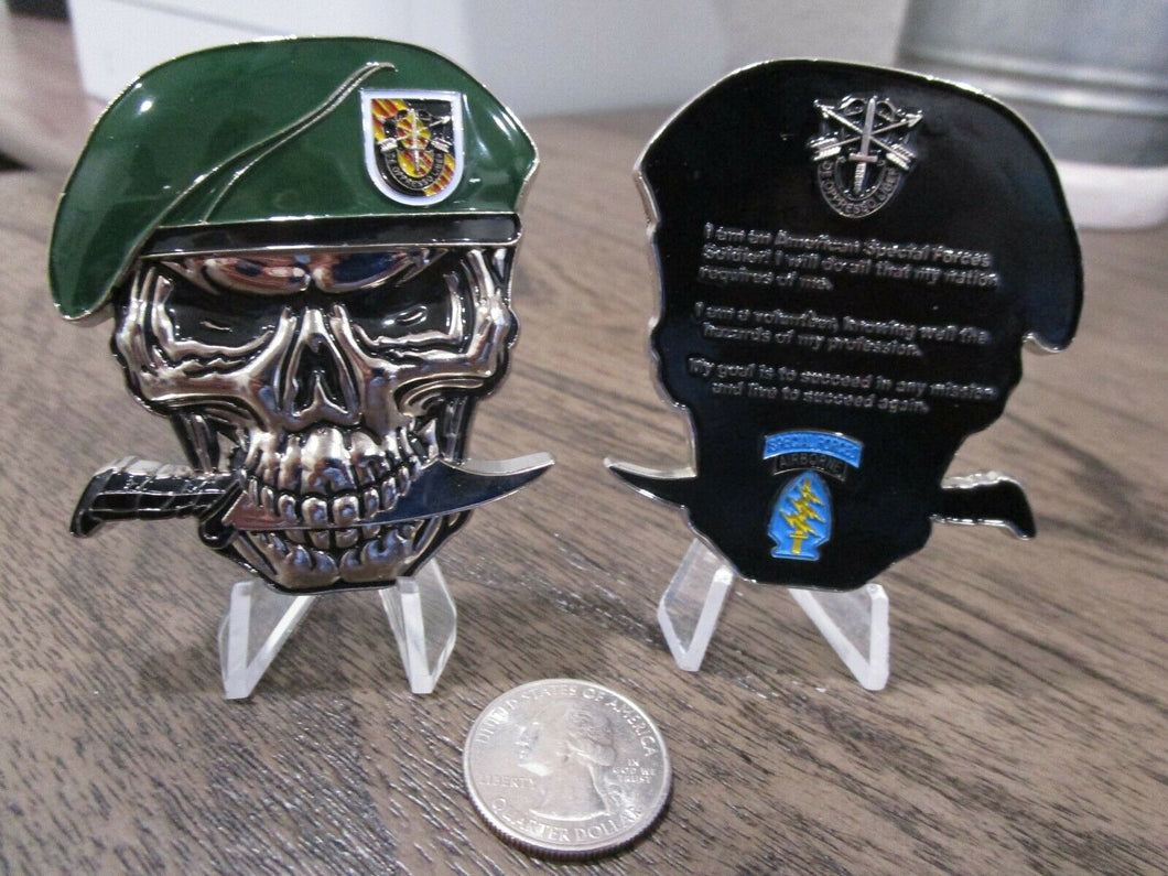 US Army 5th SFG(A) Special Forces Group Green Berets Creed Reapers Skull Challenge Coin