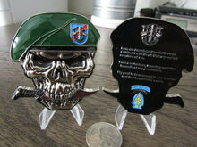 Load image into Gallery viewer, US Army 20th SFG(A) Special Forces Group Green Berets Creed Reapers Skull Challenge Coin
