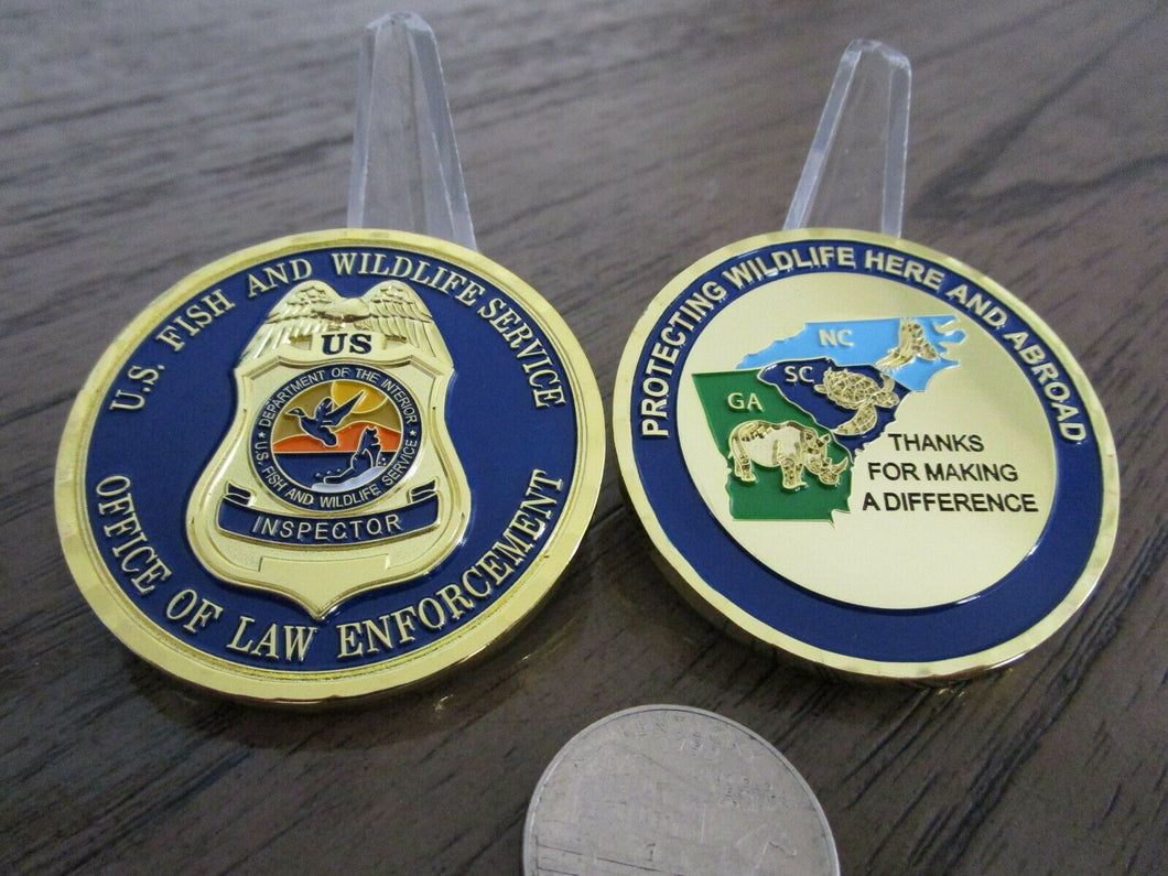 United States Fish and Game Wildlife Service  NC SC GA  Office of Law Enforcement Inspector Challenge Coin