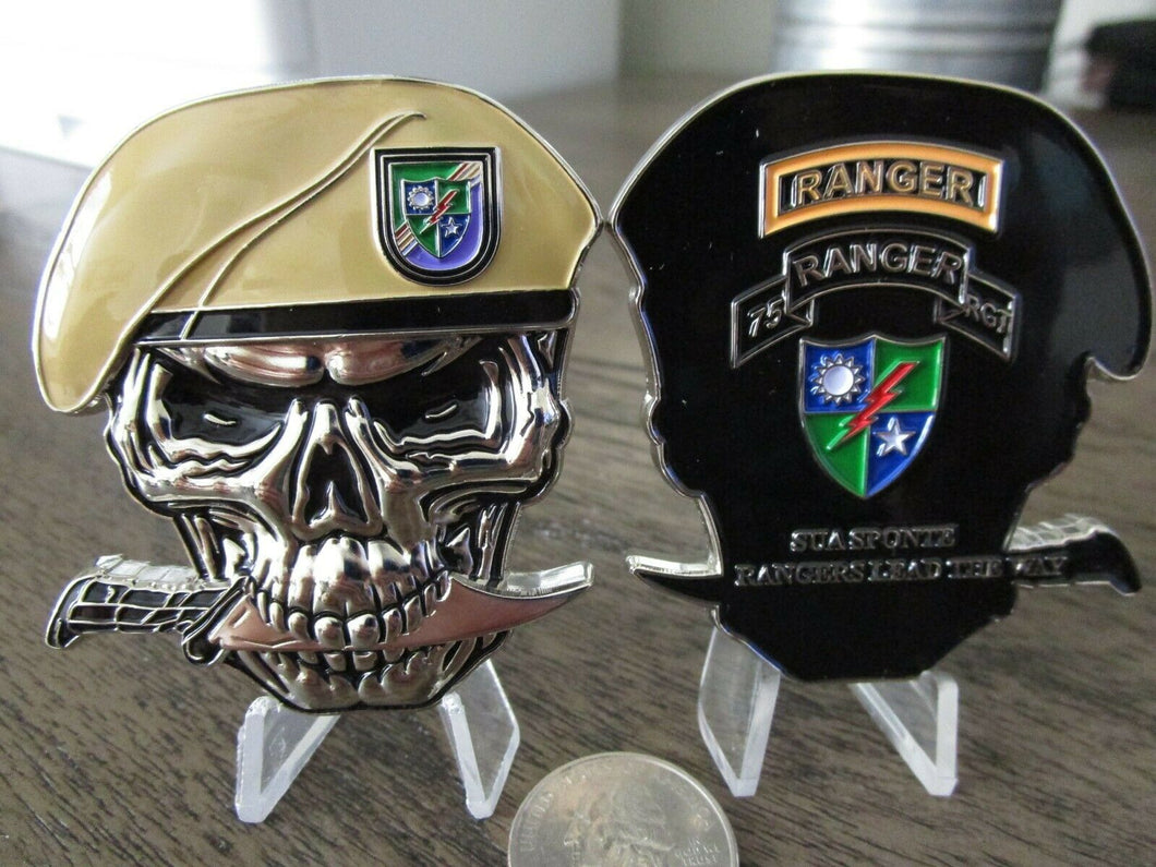 US Army 75th Ranger Regiment Rangers Lead the Way Beret Skull Challenge Coin