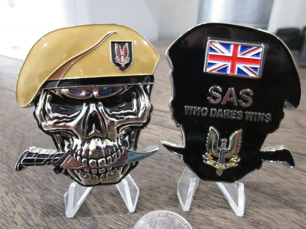 British Special Air Service SAS Army Special Forces Skull Challenge Coin
