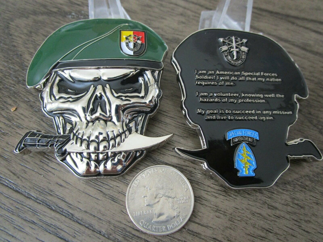 US Army 3rd SFG(A) Special Forces Group Green Berets Creed Reapers Skull Challenge Coin