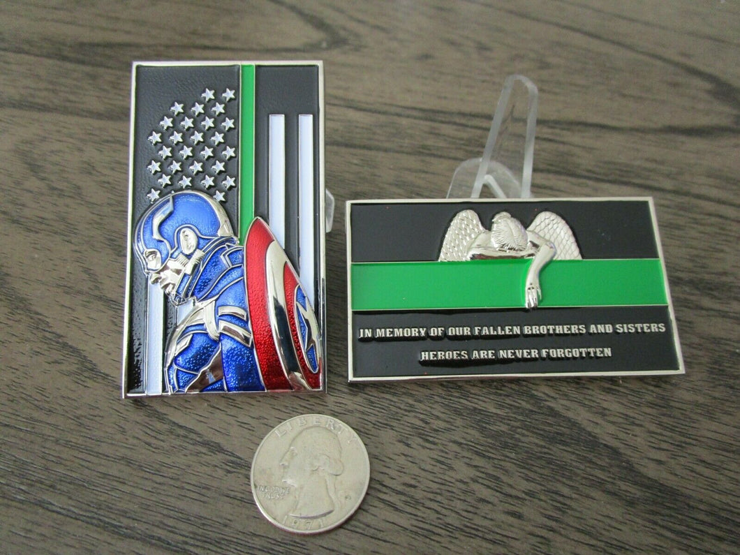 Captain America Thin Green Line Border Patrol LEO Military CBP Challenge Coin