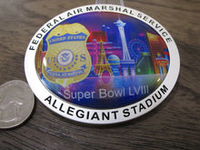 Load image into Gallery viewer, FAMS Federal Air Marshal FAM Super Bowl LVIII 2024 Las Vegas Challenge Coin
