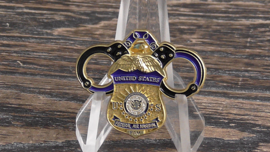 Federal Air Marshal FAM FAMS Handcuffs Lapel Pin