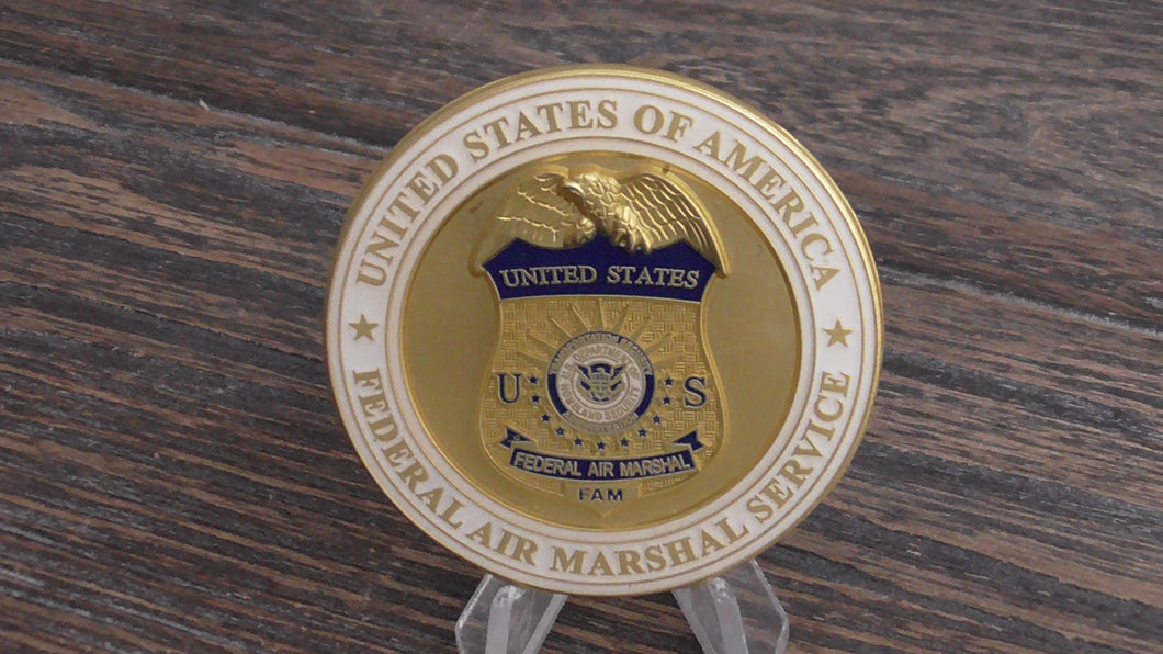 Federal Air Marshal FAM FAMs White/Gold  Challenge Coin