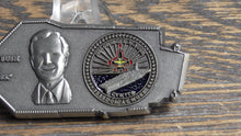 Load image into Gallery viewer, USN USS George H W Bush CVN 77 Aircraft Carrier Shaped Challenge Coin #817W  Measures approx. 2 3/8&quot; x 3 1/2&quot; inches
