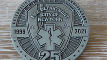 Load image into Gallery viewer, FDNY EMS 25th Anniversary 1996 - 2021 Challenge Coin #795Y
