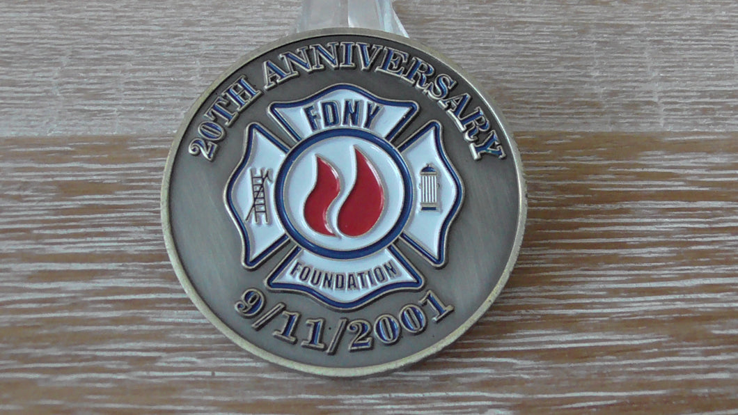 FDNY Fire Department City Of New York 20th Anniversary 9/11/2001 Challenge Coin #797Y