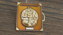 Load and play video in Gallery viewer, USN Female Chief Charge Book CPO Challenge Coin
