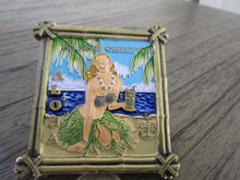 Load image into Gallery viewer, Large Island Chief Tiki Hut Hawaiian CPO USN Pin Up Girl Challenge Coin
