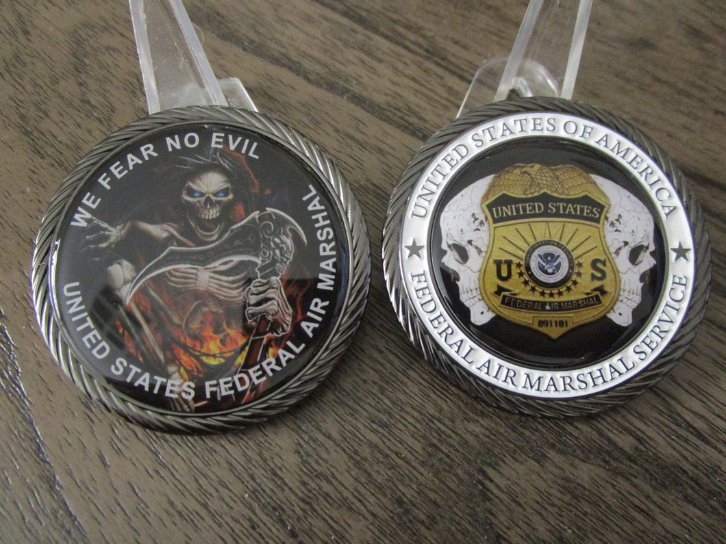 Federal Air Marshal Service We Fear No Evil Reaper FAM FAMS Challenge Coin