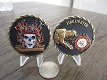 Load image into Gallery viewer, First In Last Out Fireman Skull First Responder Firefighter Challenge Coin
