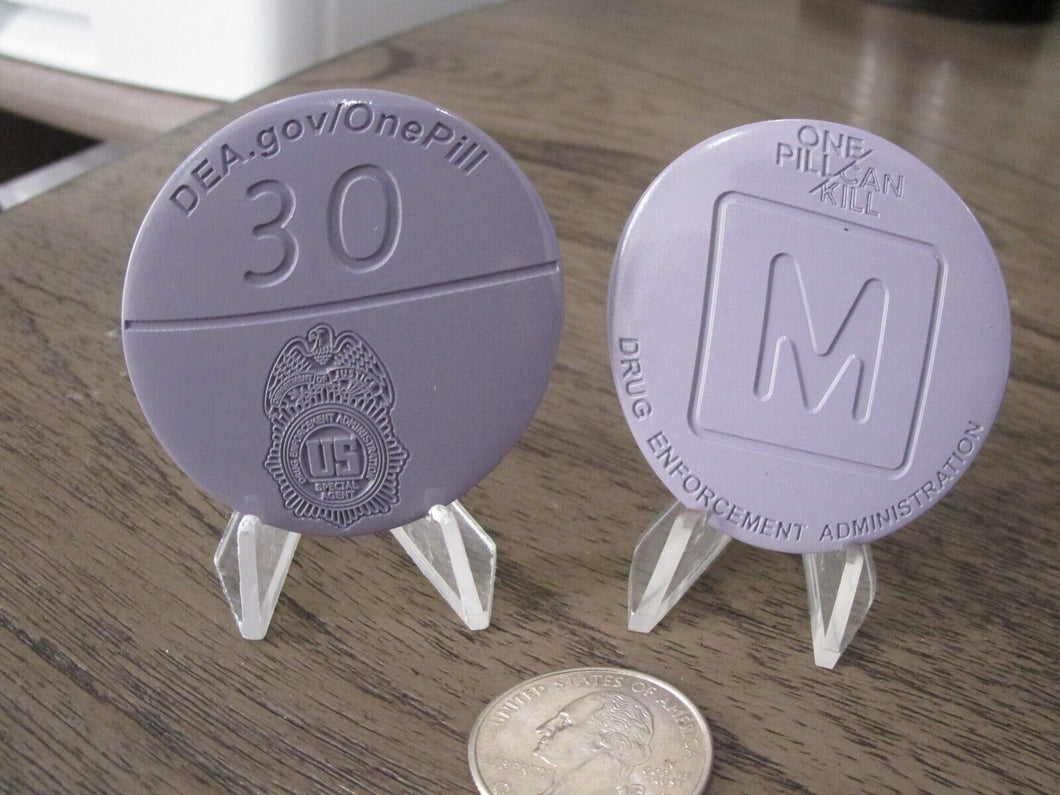 DEA Drug Enforcement Administration One Pill Can Kill Purple Challenge Coin