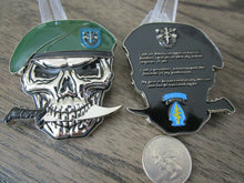 Load image into Gallery viewer, US Army 19th SFG(A) Special Forces Group Green Berets Creed Reapers Skull Challenge Coin
